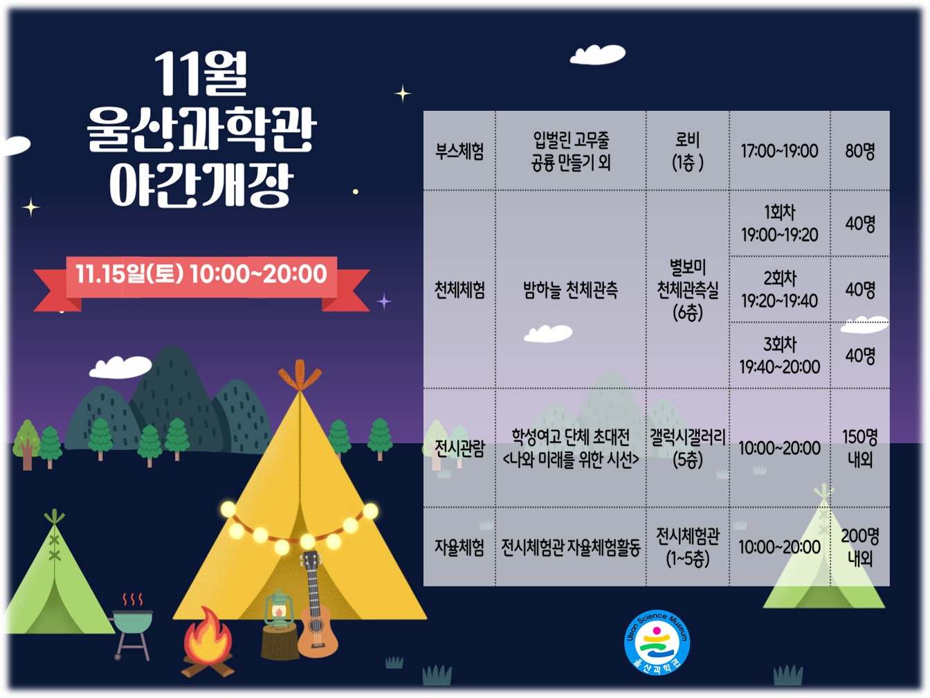 11월 과학관 야간개장