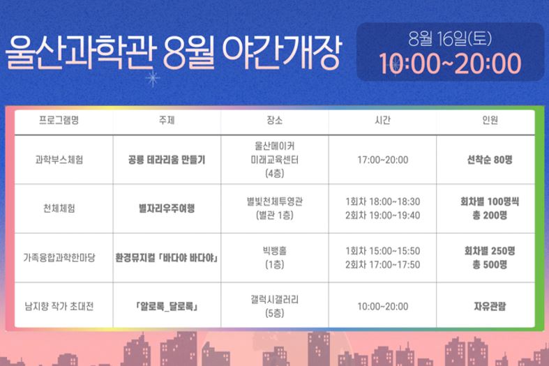 과학관 야간개장 8월