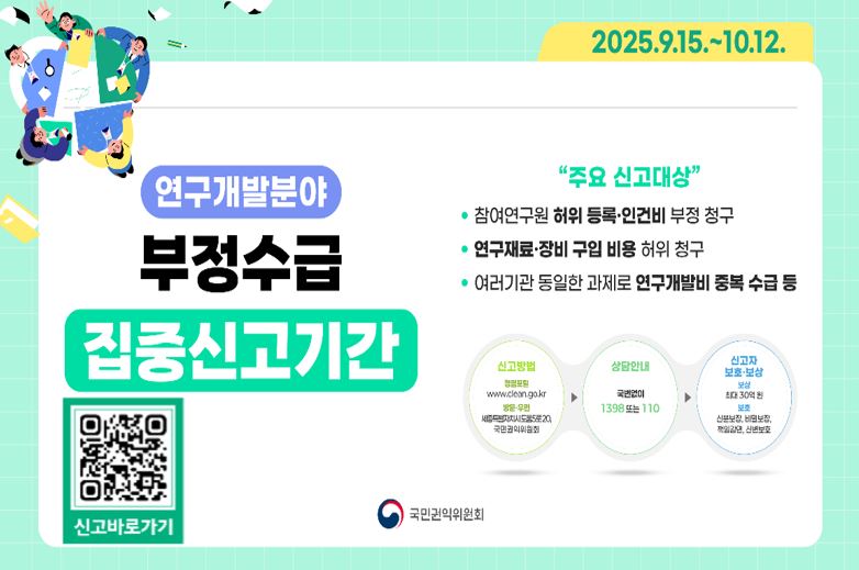 연구개발비 부정수급 집중신고기간